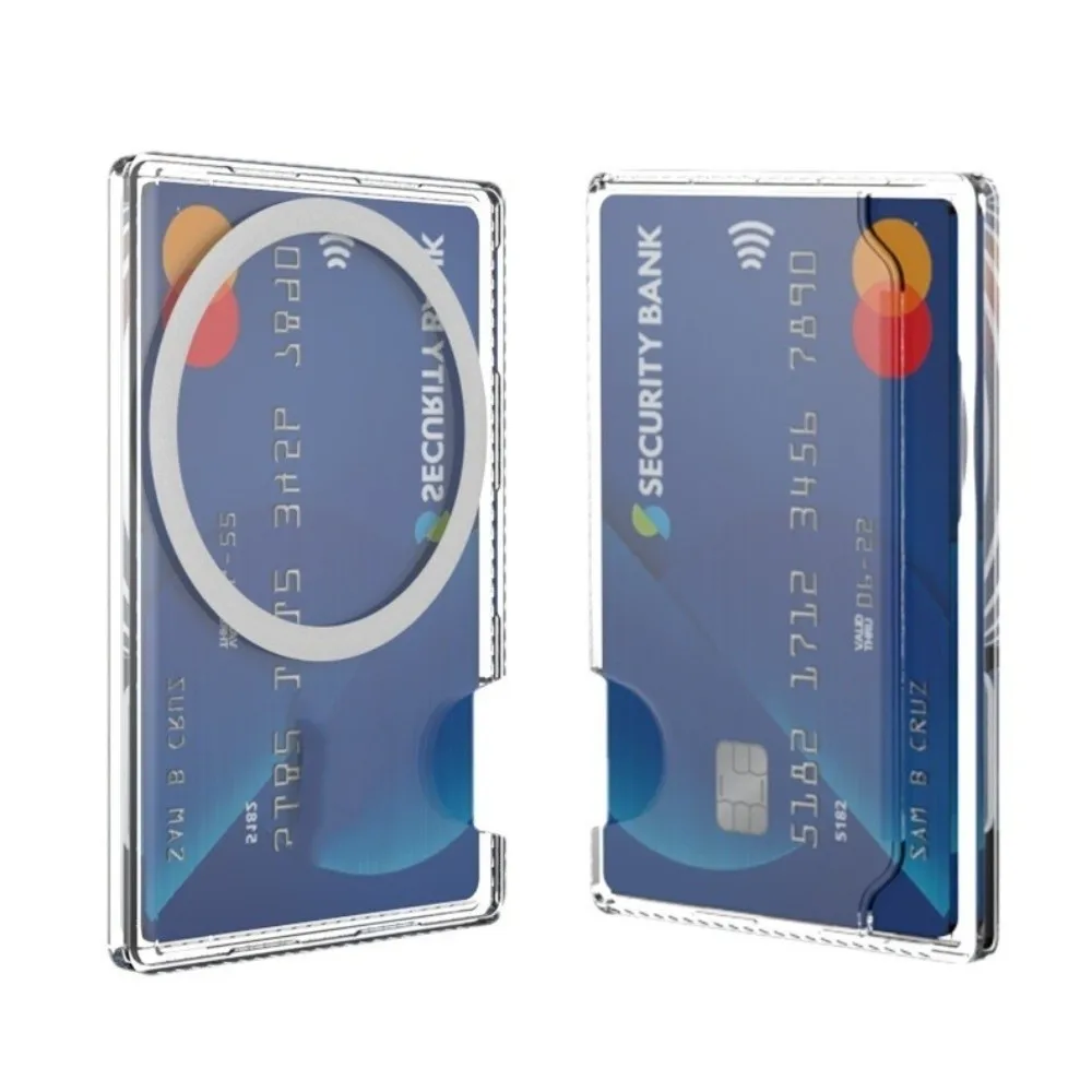 Magnetic Clear Wallet Plastic Strong Adsorption Card Holder Portable Card Slots Cover for iPhone 16 15 Pro Max 14 13 12 for Men