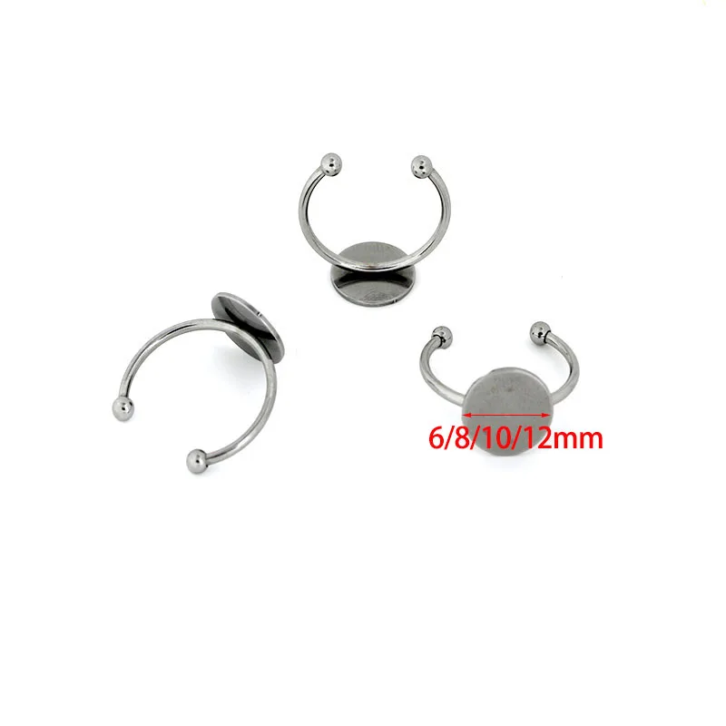 10pcs Stainless Steel Open Ring Settings for Jewellery Making