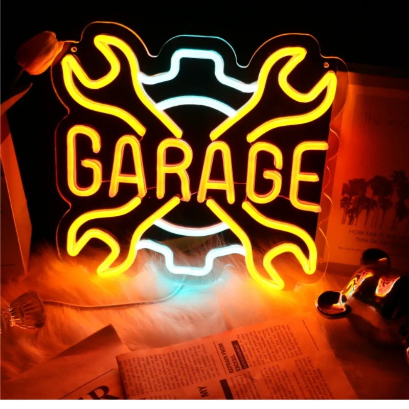 Imagem -03 - Neon Led Sign Light para Garage Car Service Auto Repair Loja Check Engine Game Room Decor Wall Bar Lamp