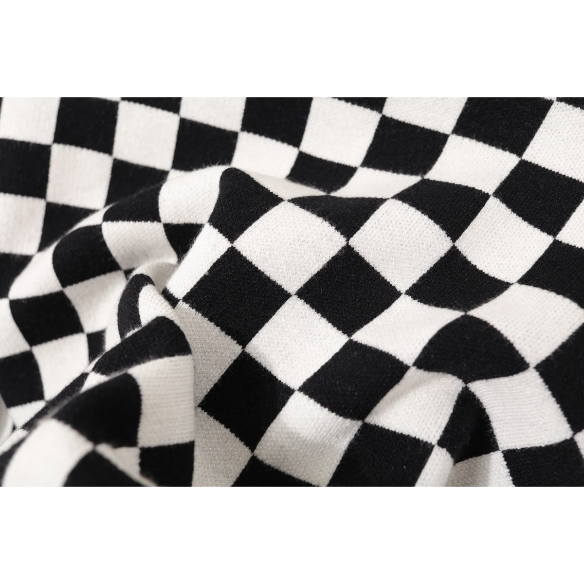 Cárdigan Abierto de Punto con Cuello en V y Estampado Retro a Cuadros para Mujer, Color Blo, Corto, Hoado, Informal, Cómo...