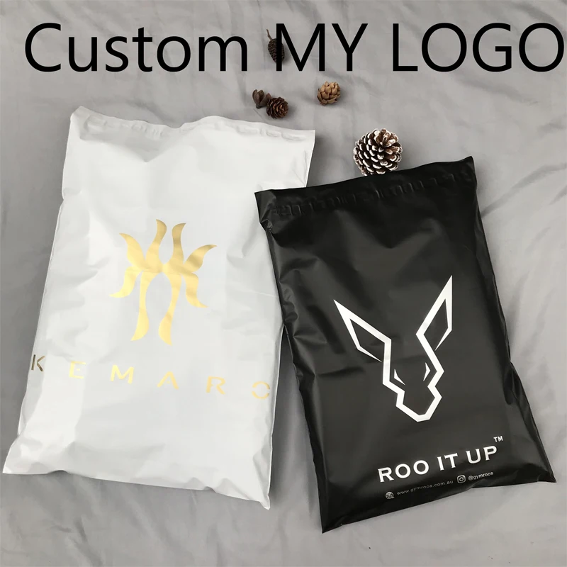 custom poly mailer with logo gold shipping bags Delivery mailer bags courier bags with logo for clothing