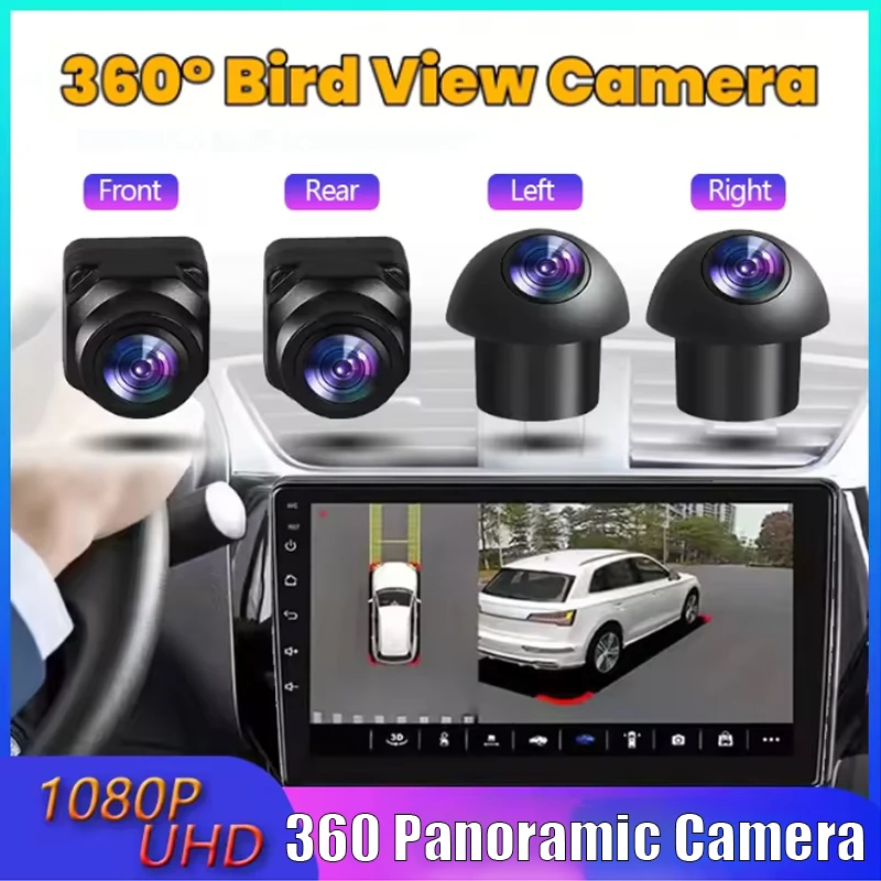 360 Degree Panoramic Car Rearview Camera- Night Vision Full Color AHD1080P Front+Rear+Left+Right Surround View for Android Radio