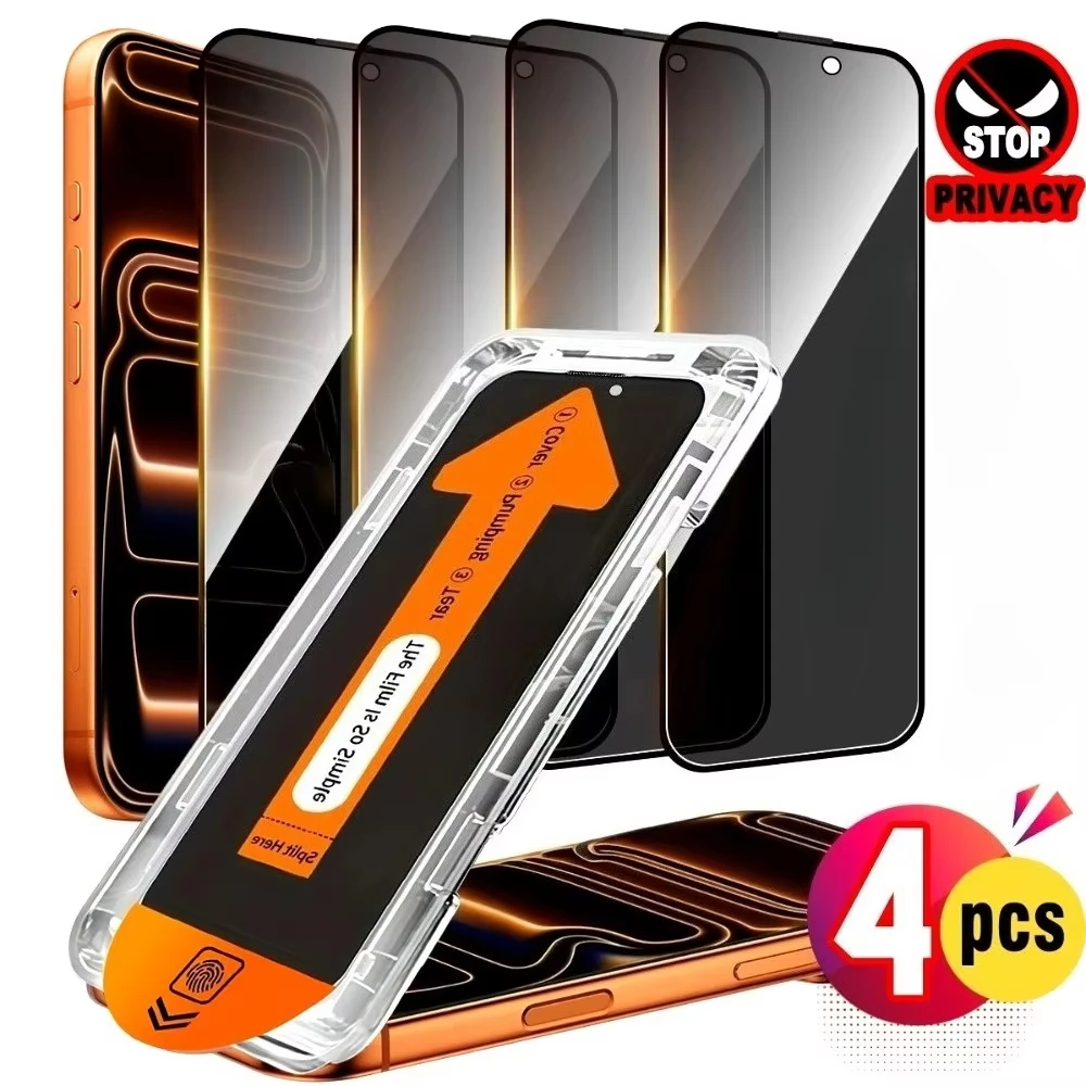 واقيات شاشة الخصوصية من الزجاج المقسى سهلة التركيب لهاتف iPhone 17 15 16 13 11 12 14 Pro Max Air 16e SE Mini 6 7 8 Plus XR XS X