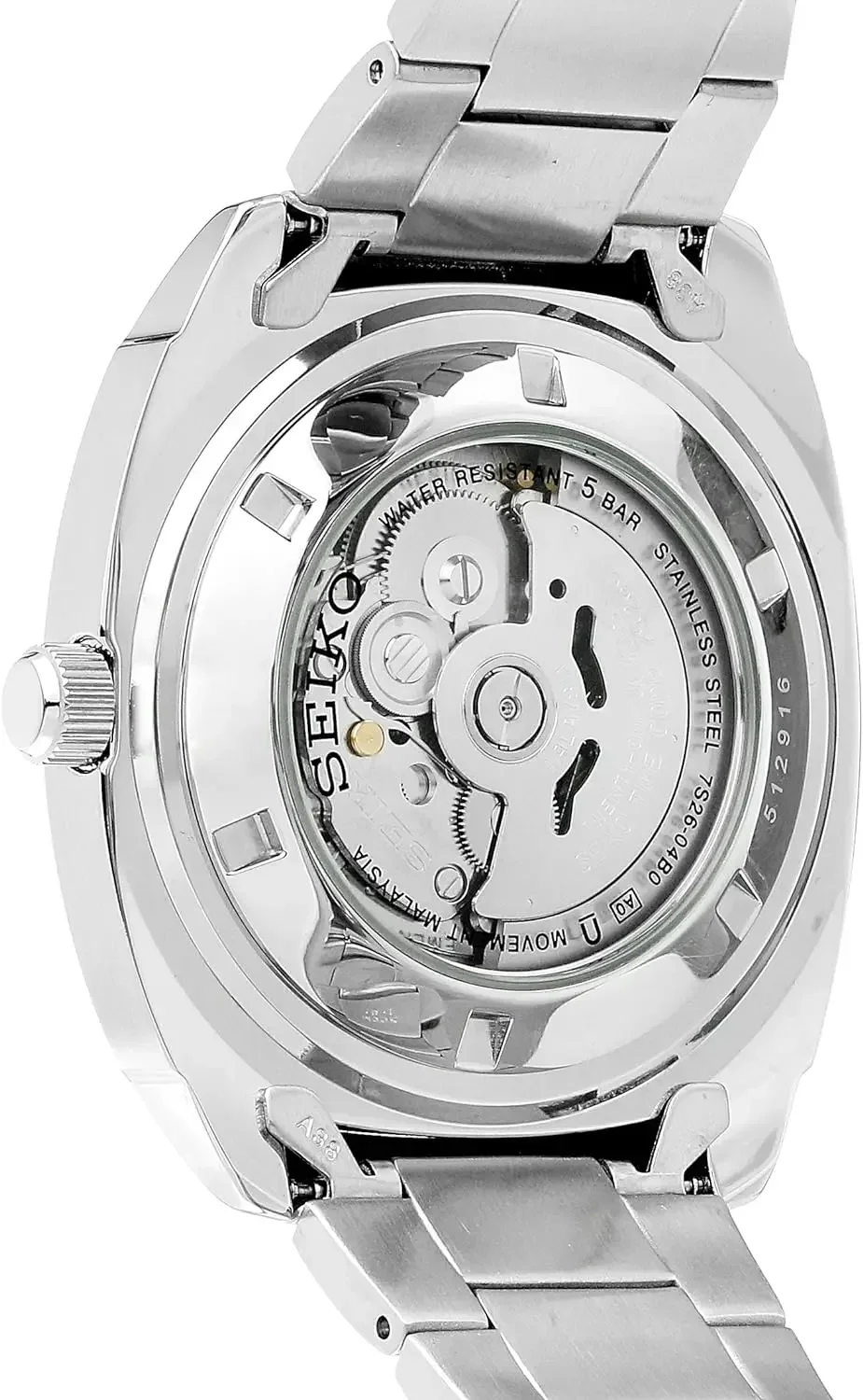 SEIKO-Relógio de pulseira de aço impermeável masculino, relógio de pulso automático, rotativo redondo, SNKM, série esportiva, original, 5