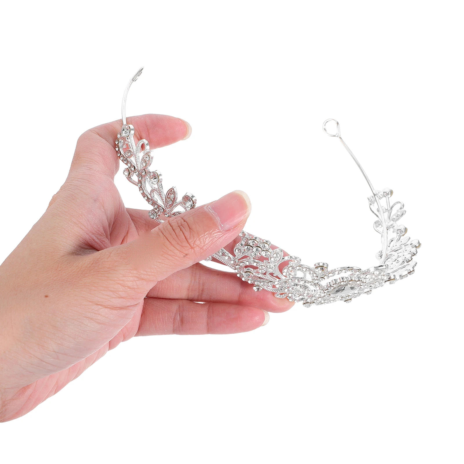 

Elegant Bridal Crown Headb Crystal Rhinestone Tiara Silver Wedding Prom Accessories Durable Alloy Ladies Jewelry Hair Decor