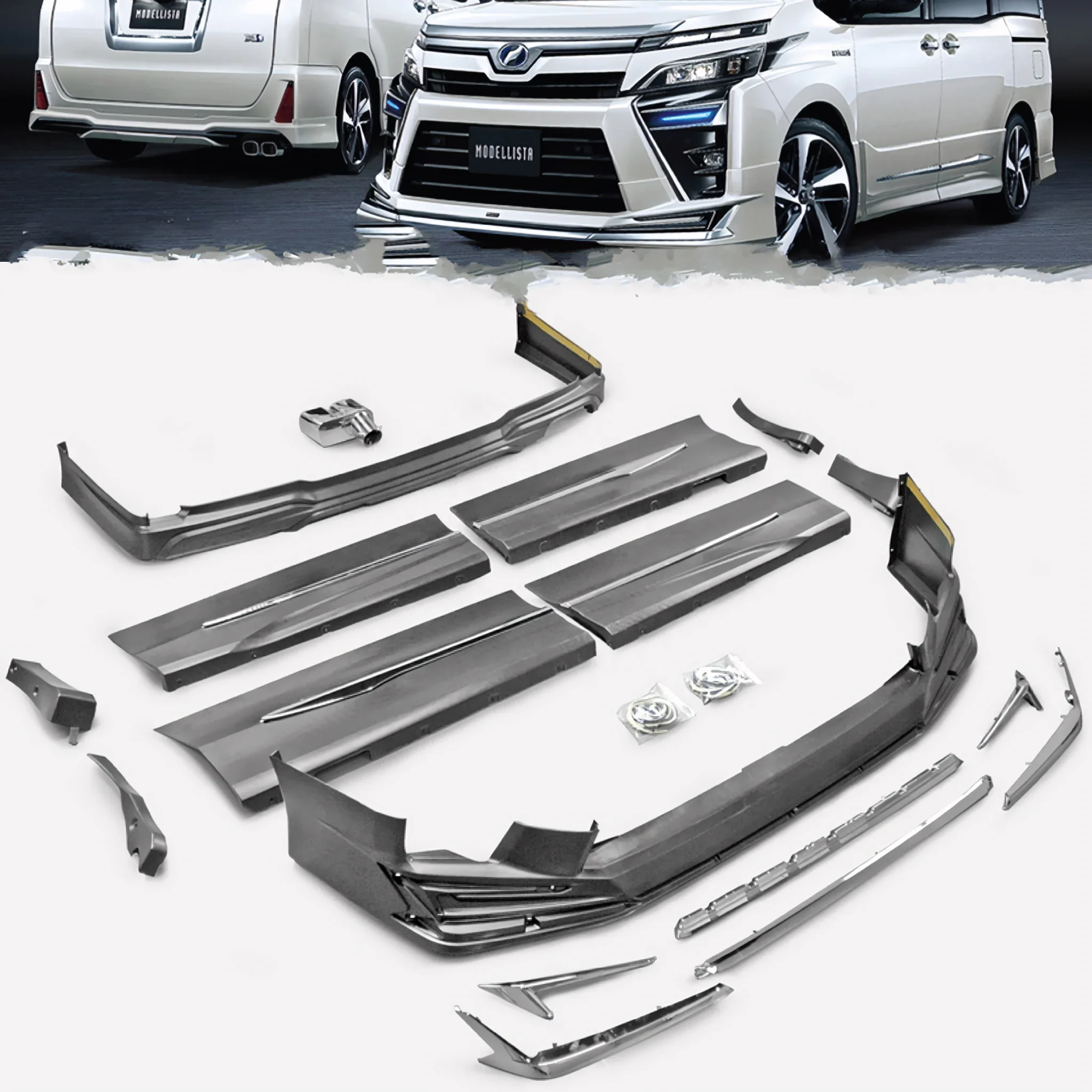 For 17-20 Toyota Voxy 80 Facelift MOD Type Full Kit  Modellsta Aero Kit for Voxy Hybrid ZS