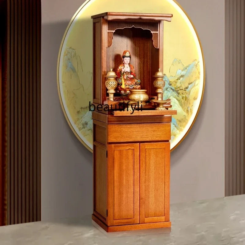 

For Taiwan household use, modern simple solid wood small Buddhist shrine, Guanyin God of Wealth cabinet
