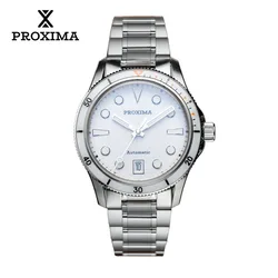 Proxima PX1739 39mm Men Watch White Enamel Dial Bubble Sapphire NH35 NH36 Automatic Mechanical Vintage Watches 10Bar Luminous