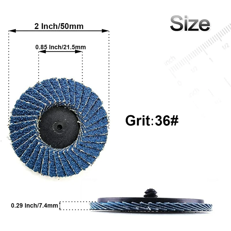 2 Inch Roll Lock Flap Discs With Holder Die Grinder Attachment Zirconia Flat36/60/80Grit Grinding Wheel For Surface Prep