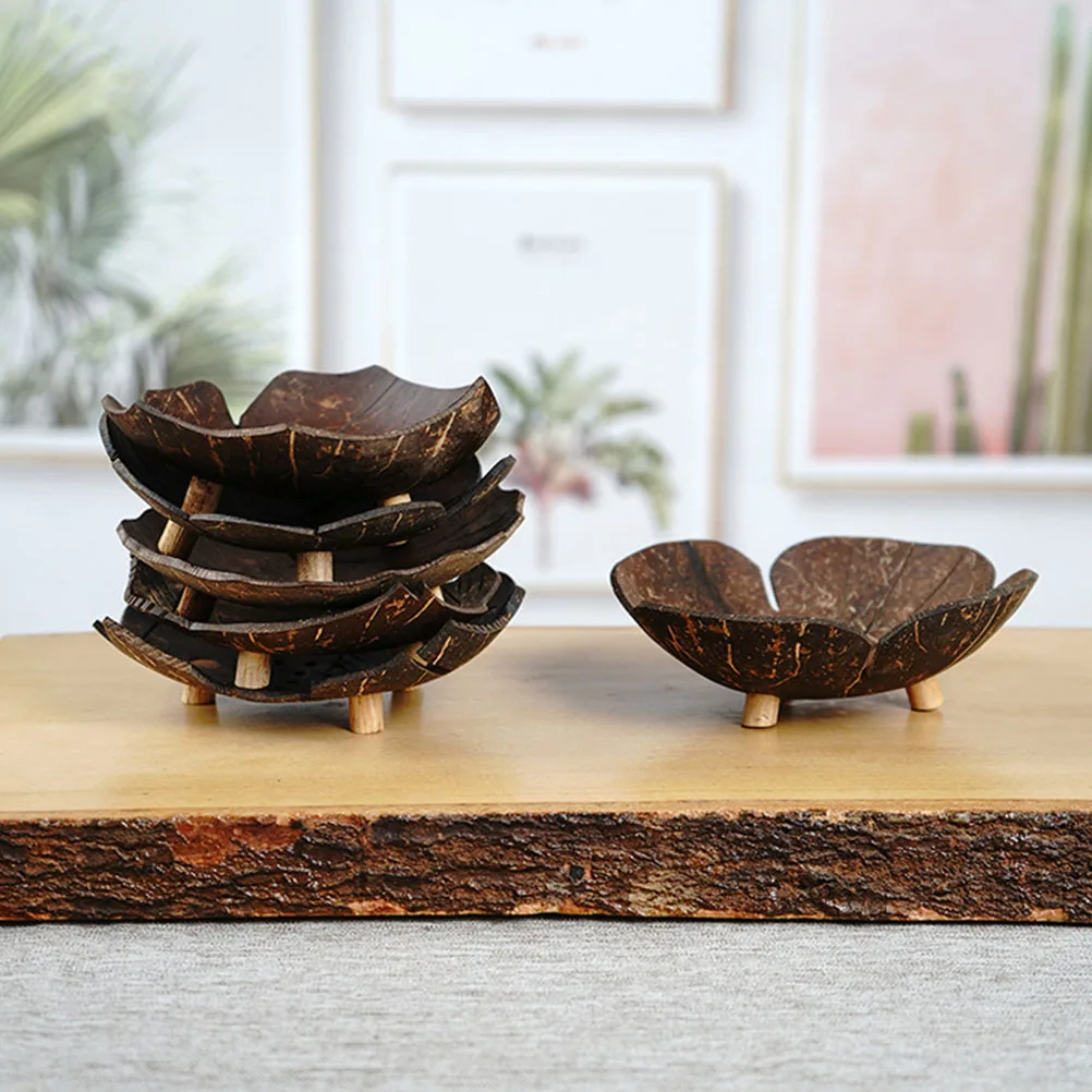 

Coconut Shell Soap Dish Multi-Function Bathroom Storage Box Self-Draining Tray Anti-Slip Design for Home Kitchen Use