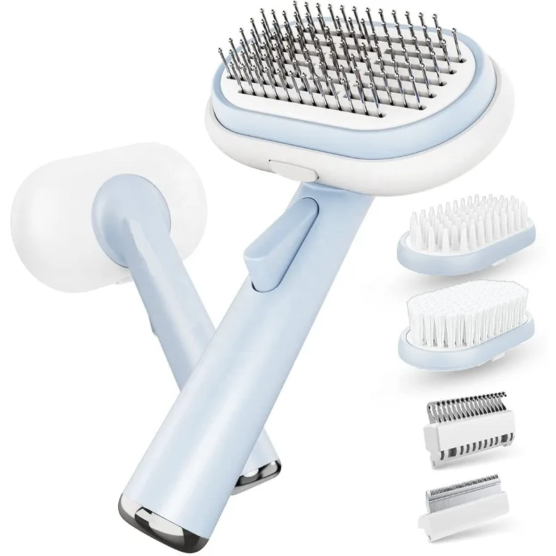 

5 in 1 Pet Grooming Kit Pin Brush for Dog & Cat Dematting Deshedding Comb Bath Massage Brush Bristle