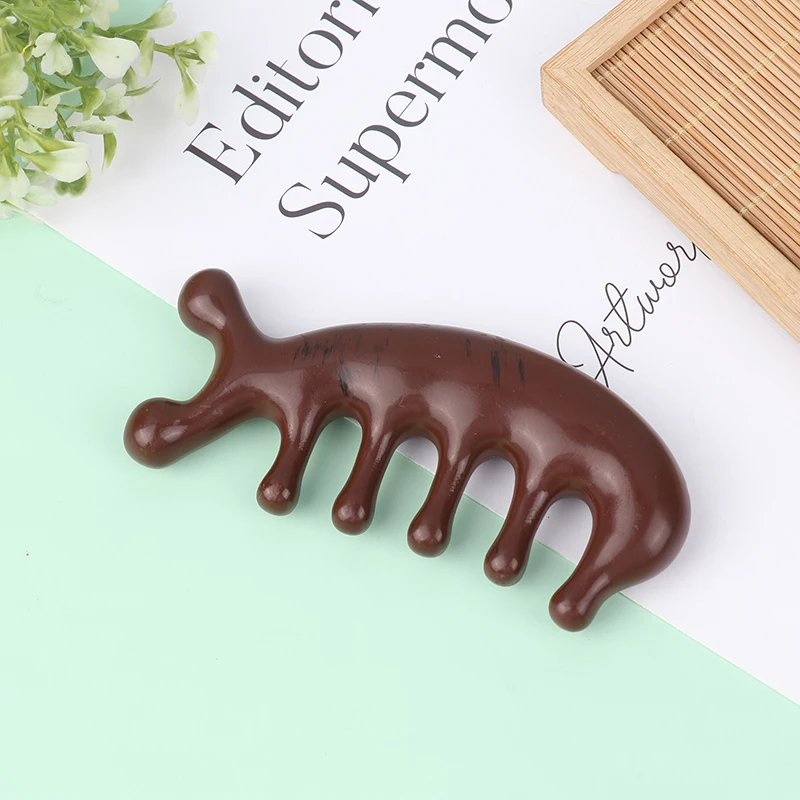 1 adet Reçine Masaj Tarak Kafa Meridyen Saç Derisi Tarak Yüz Göz Omuz Boyun Kazıma Tedavisi Anti-statik Geniş Diş Tarak