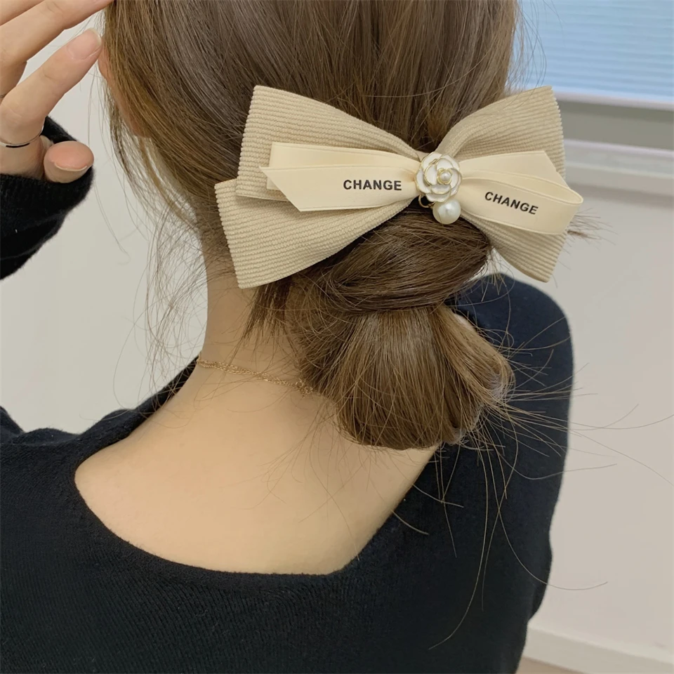 French Elegant Hair Ring Bow Scrunchies Camellia Hair Clips High Quatity Intestine Elastic Hair Bands Women Hair Accessories