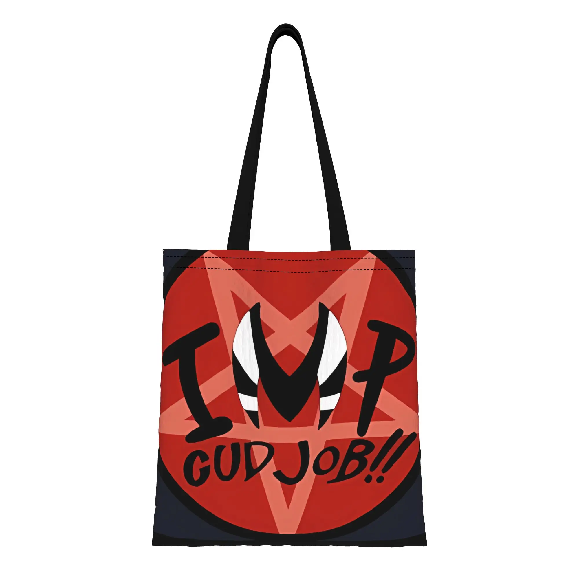 

H-Helluva Boss Gud Job!! Imp Canvas Woman Tote Bag for Shopping Travel Outdoor Shoulder Handbag Graduation Youth Day gift