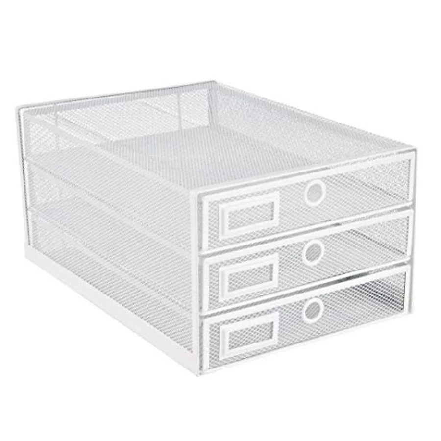

Настольный органайзер из проволочной сетки с 3 выдвижными ящиками, сортировщик для бумаг/многофункциональный/прочная конструкция премиум-класса для писем и документов, размер M