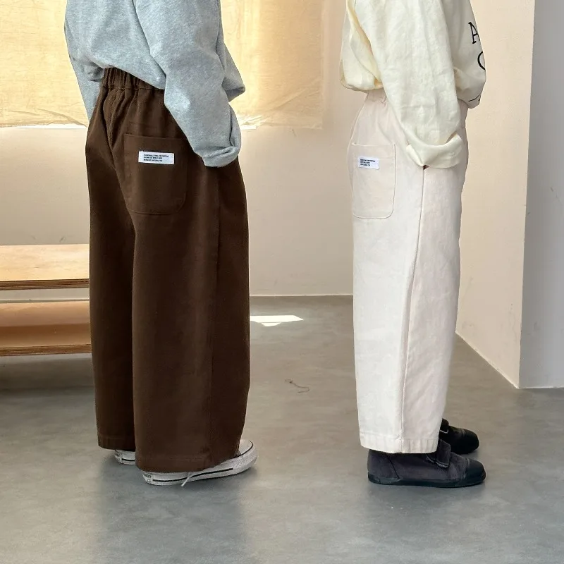 Bellbell Herbst Kinder Jungen Weite Hosen, lockere, einfarbige Hose mit elastischem Bund, für Kleinkinder und Jungen, 2-10 Jahre, Baby-Jungen-Hose, gerade geschnitten. – Detail 19