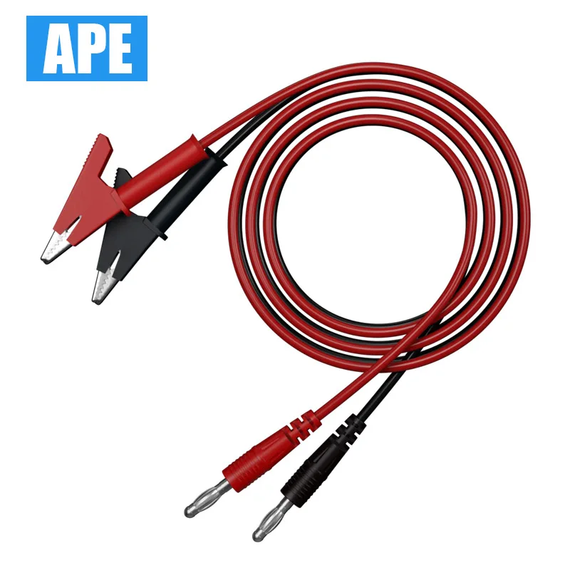 2pcs/set of 4mm banana male plug alligator clip copper test cable for multimeter test 1 meter