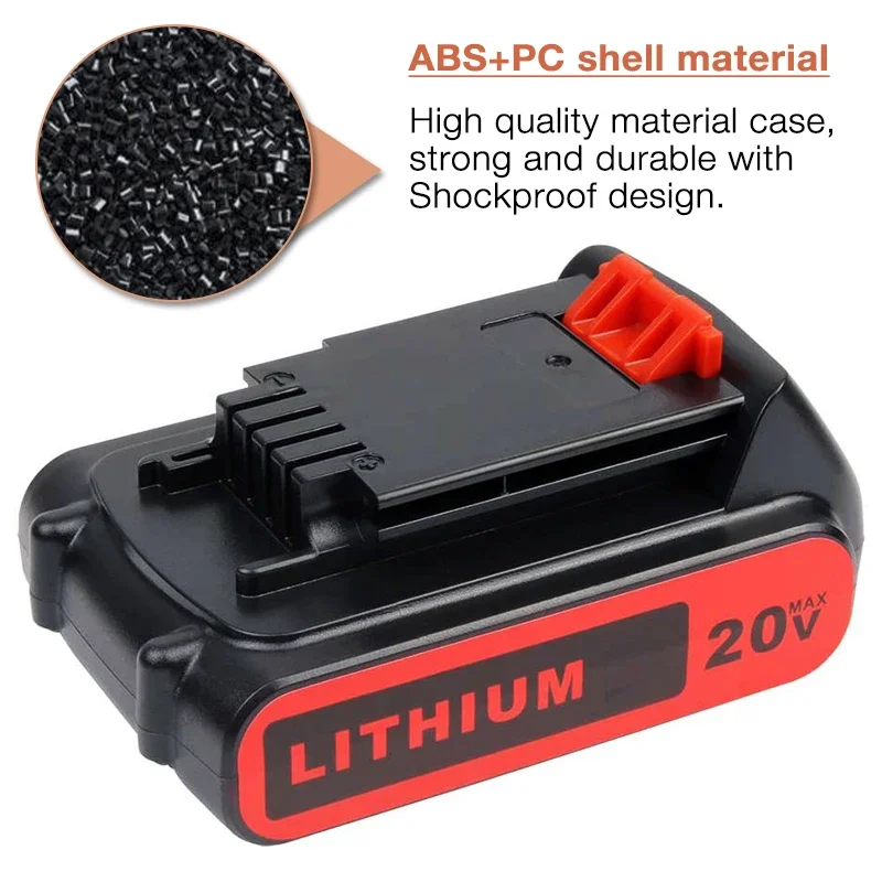 2pcs /lot LBXR20 Battery for Black & Decker 18V 20V 3.5 Ah Li-Ion Replacement LB20 BL2018 LBX20 GKC1825L GTC1850L20 STC1850