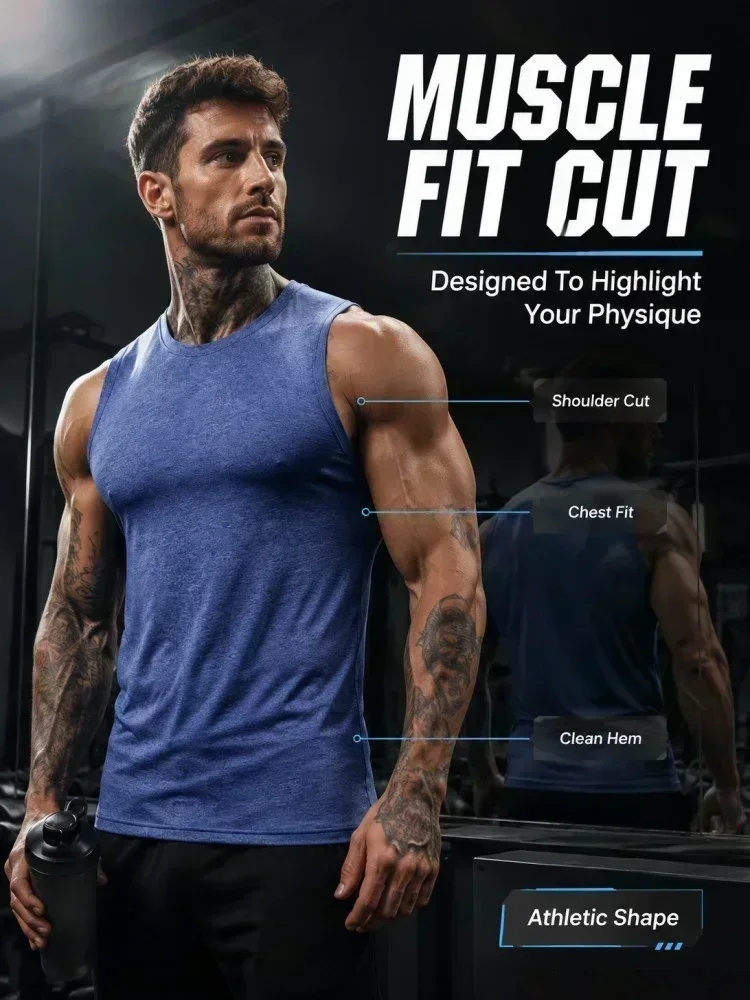 Herren-Fitness-Tanktop mit Spinnenmuster, leicht, atmungsaktiv, schnelltrocknend, elastisches Sporttop ohne Ärmel – Detail 5