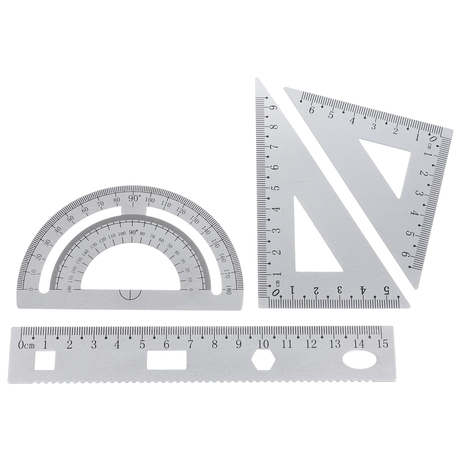 Geometric Ruler Metal Set Scale Triangle Plate Protractor Child Stationery Rulers