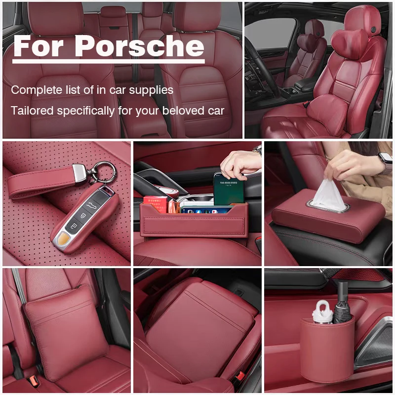 

For Porsche exclusive car interior accessories storage box headrest lumbar support cushion pillow glasses storage box tissue box