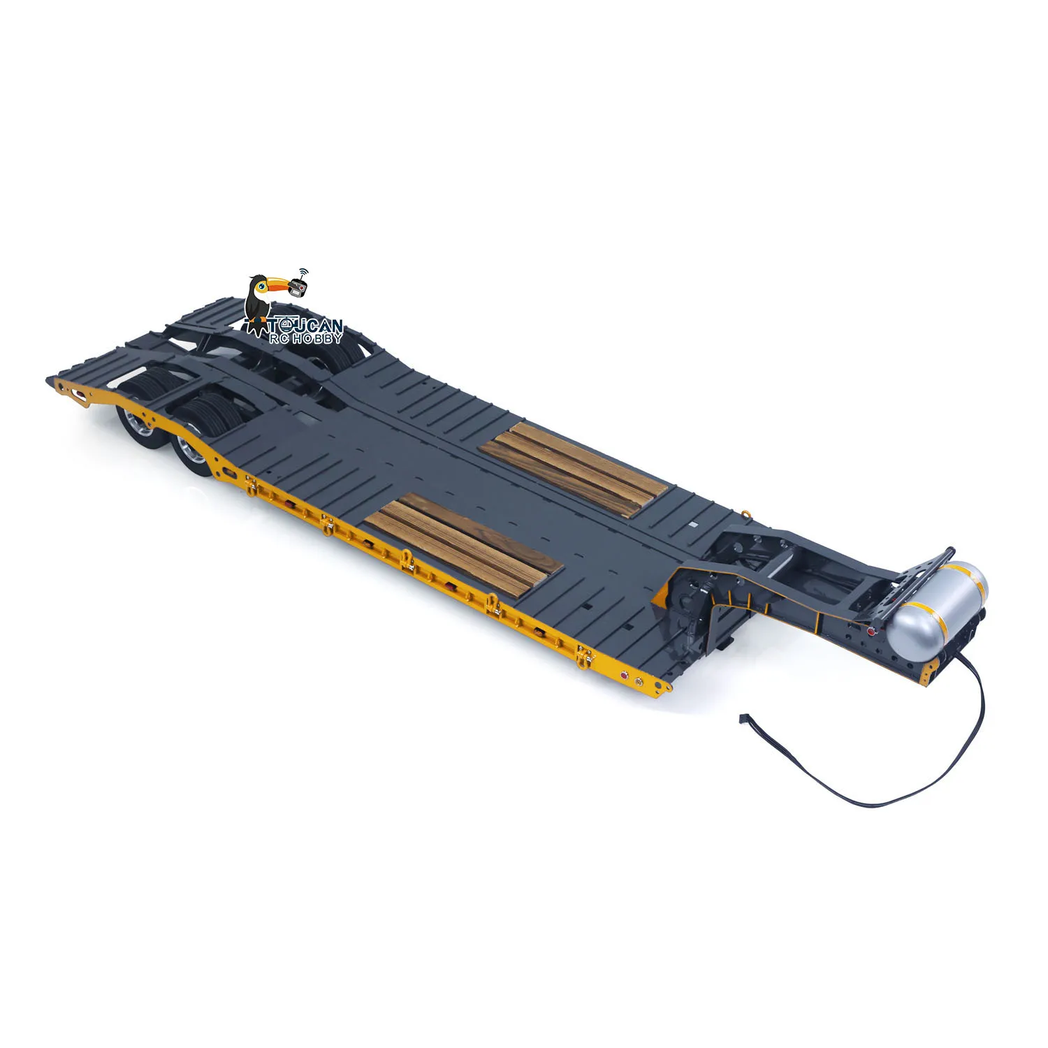 Speelgoed 2 Assen 41.3 Inch Lange Uitgebreide Zwanenhals Lage Flatbed Trailer voor 1/14 TAMIYA RC Tractor Truck Radio Control Digger Loader