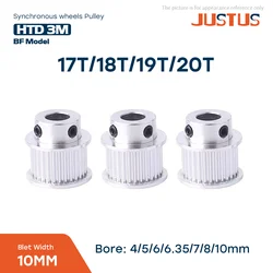 HTD 3M 17/18/19/20 Tooth BF model Timing Pulley With Gear Pitch 3mm Inner Hole Of 4/5/6/6.35/7/8/10mm And Surface Width 10mm