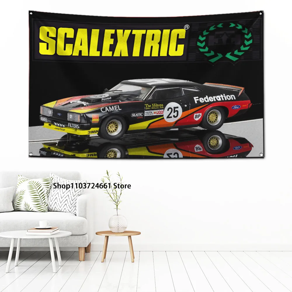 2024 Scalextrics Model Motor Racing Flag Polyester Digital Printing Banner for Garage Wall Art Out Door Decoration