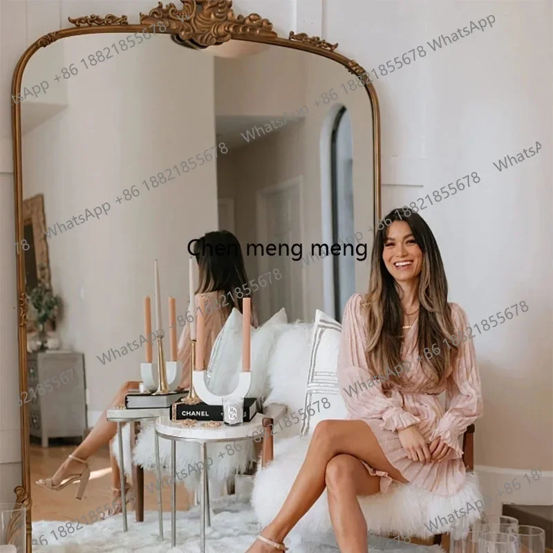 American dressing mirror wall hanging wall medieval floor-to-ceiling full-body retro carved fitting mirror