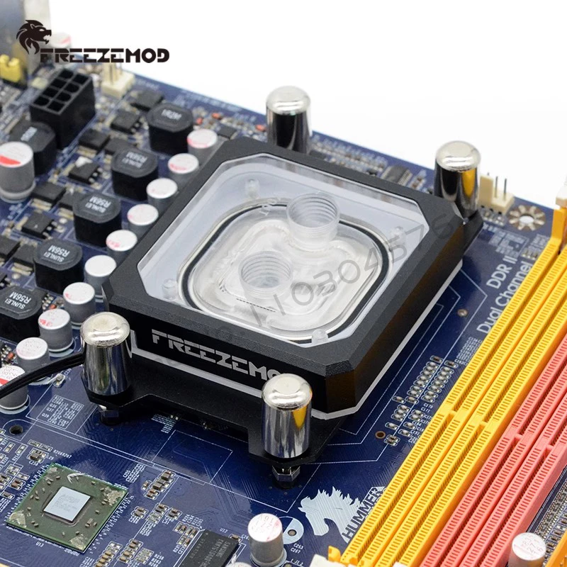 Bloco de água para cpu de computador FREEZEMOD 5V ARGB SYNC, efeito de luz de difusão Aurora, capa PMMA + estrutura de alumínio INTEL-PK5E / AMD-PK5E