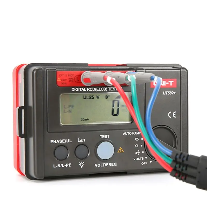 Exquisite-UNI-T UT582+ Digital RCD Tester ELCB Leakage Circuit Breaker Meter AUTO RAMP Voltage Current Measurement Mis-Operation