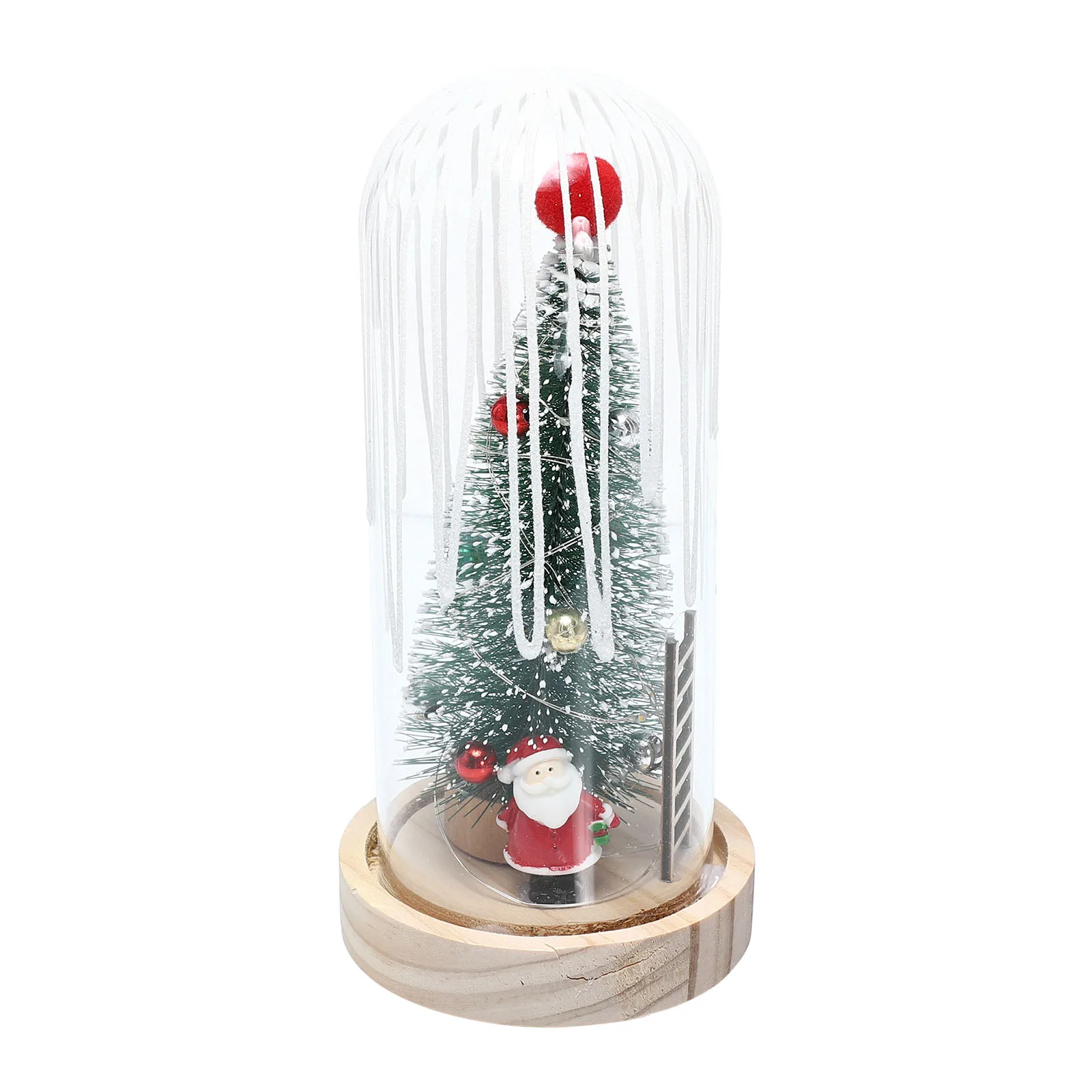 

Christmas Tree Night Light Lamp LED Glass Cover Creative Xmas Decor Lights Luminous Party Wooden Home Adornment Decoration
