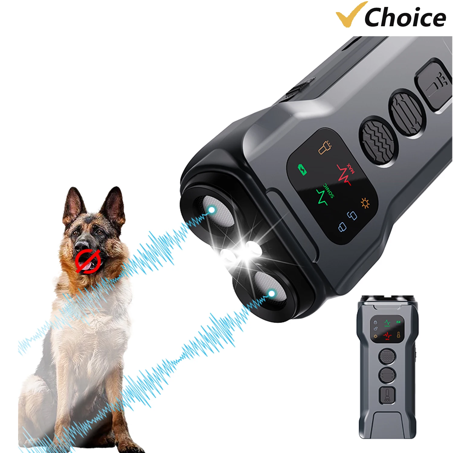 P9 Dog Bark Deterrent Devices Smart Ultra-Sonic Anti-Barking Device with LED Lights Rechargeable Barking Stopper Trainer Outdoor