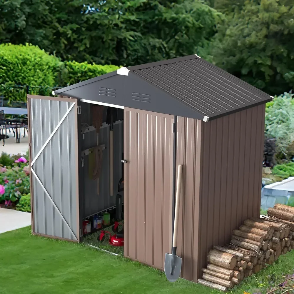 6' x 4' Storage Shed, Metal Sheds & Outdoor Storage Clearance, Utility and Tool Garden Shed with Lockable Doors for Back