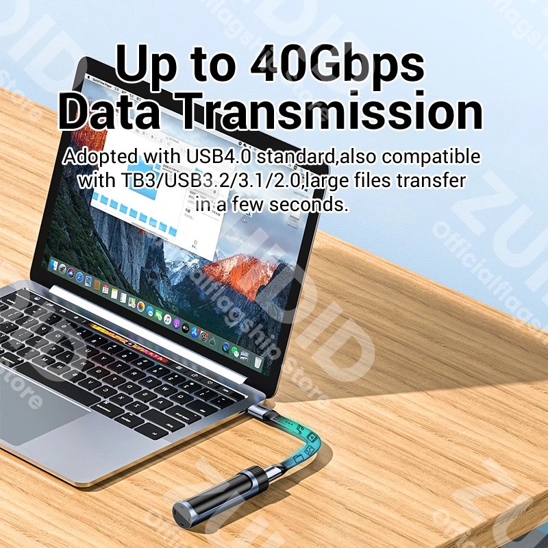 Cable de datos USB4 Thunderbolt 3, 40Gbps, 15CM, 240W, 5A, carga rápida, USB C a tipo C, para iPhone 15, MacBook, 8K @ 60Hz, Cable USB C