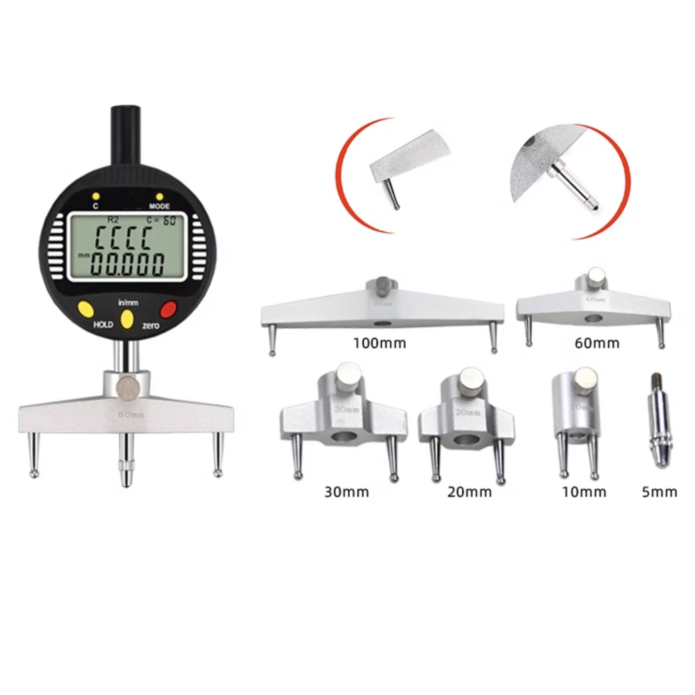 High quality digital radius gauge digital radius indicator with 5 changeable measuring jaw