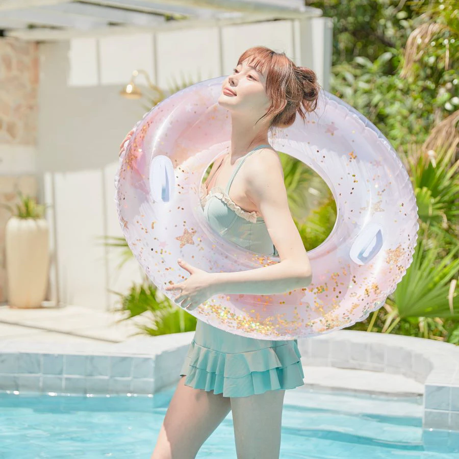 Rooxin Adult Swimming Ring Inflatable Toy Floating Ring Water Play Tube Kids Swimming Circle Women Swim Pool Party Photo Props