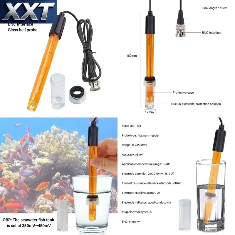 XXT ORP-101 Electrode Hydroponics Laboratory Tester BNC Interface ORP Redox Potential Probe Tester