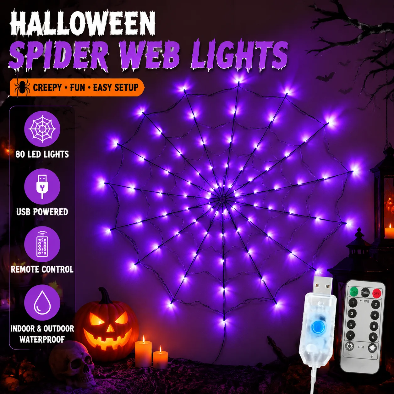 Halloween Spinnennetz Lichterk – Spider Web Halloween Decoration Bewertung und Preis