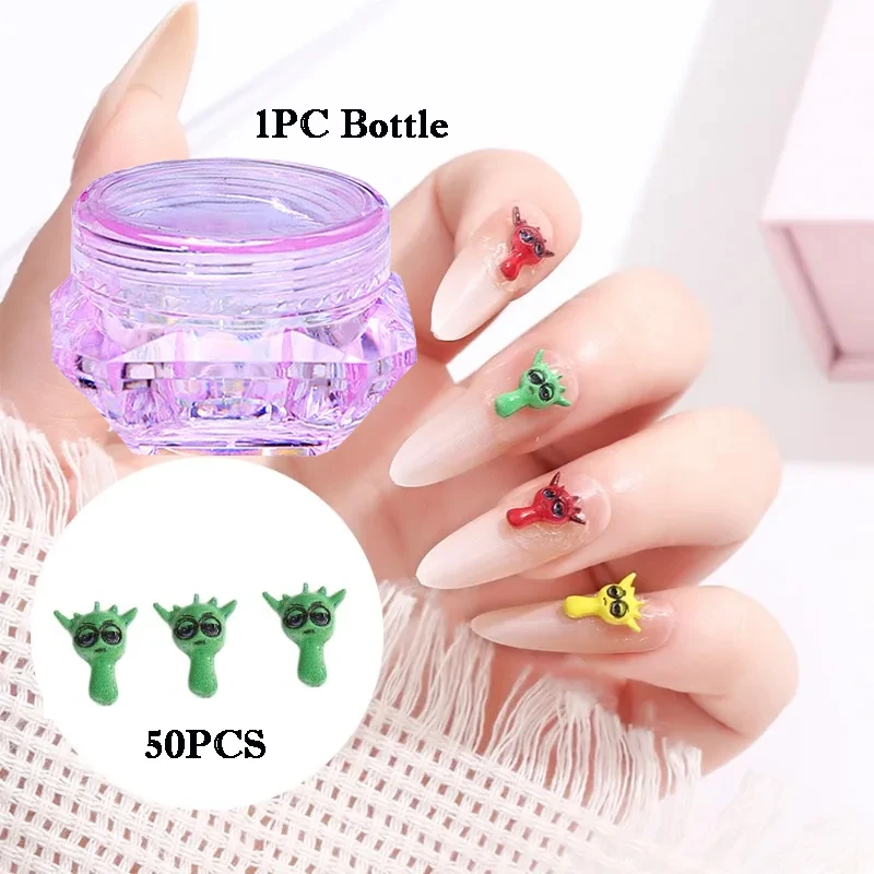 1세트 5개 다이아몬드 모양 페이셜 크림 용기 & 50개 초소형 합금 네일 아트 플라스틱 리필 가능한 병 및 메이크업 네일 액세서리