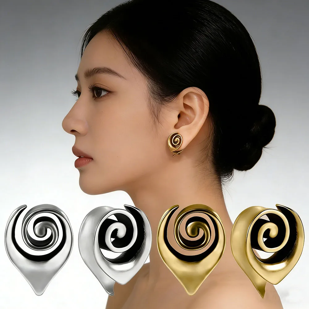 1PC Copper Silvery/Golden Ear Plugs Expanders Swirl Drop Ear Gauge Earring Gauges Stretchers Body Piercing Jewelry 8mm-25mm