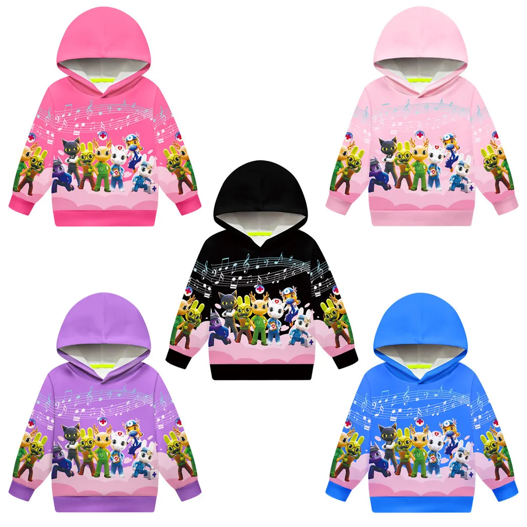 5464 Kids Boys Girls Animal Hospital Multi-color Outdoor Long Sleeves Hoodies