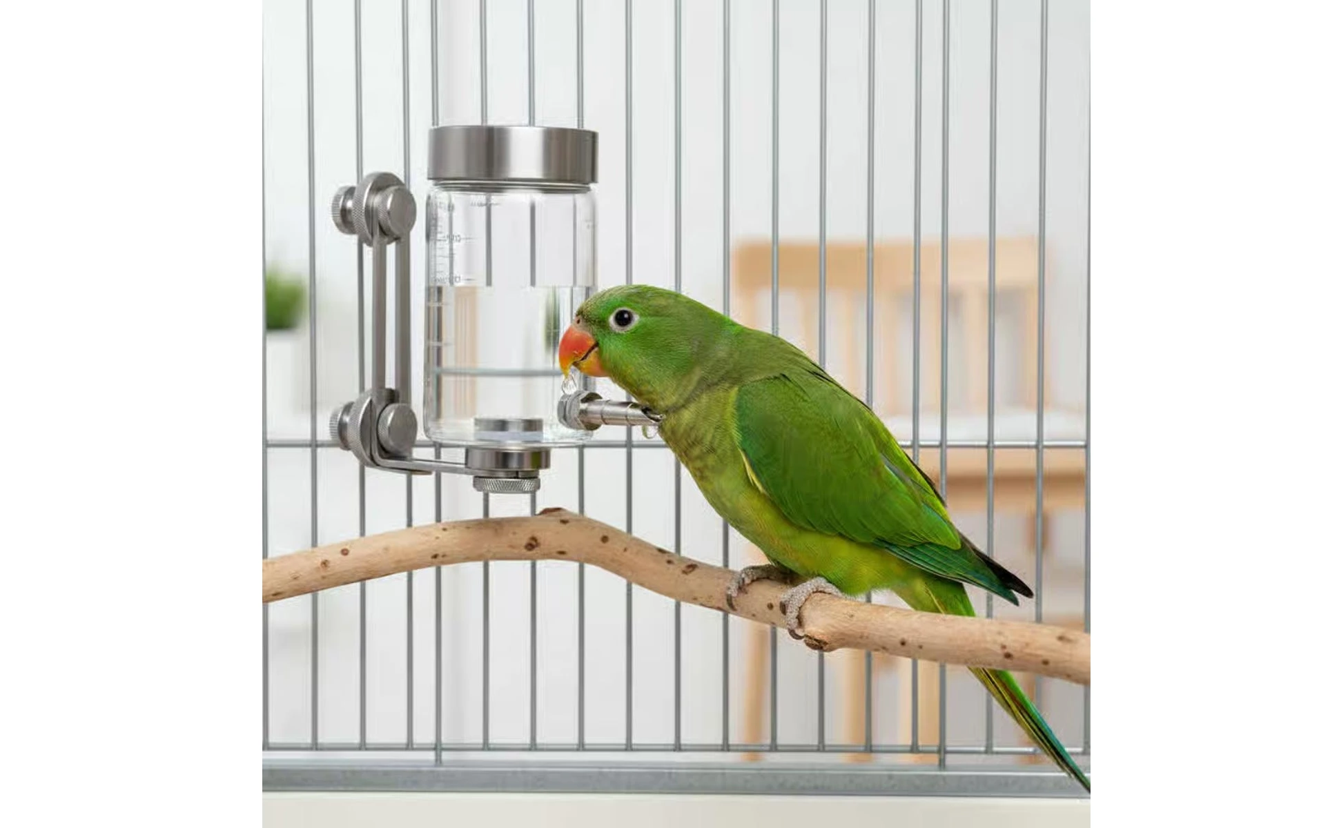 Bird Enclosure Water Feeder Adhesive-Backed Mount Bird Water Bottle Parrot Waterer Stainless Steel Pet Supply Measurement Bird Enclosure Water Feeder Adhesive-Backed Mount Bird Water Bottle Parrot Waterer Stainless Steel Pet Supply Measurement
