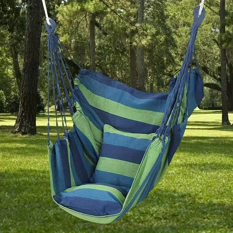 Outdoor Thickened Canvas Hammock Camping Outdoor Swing Net Hed Anti Rollover Striped Hanging Chair Hammock image 3