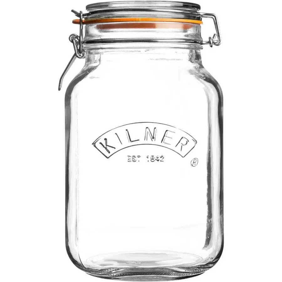 

1.5L Swing Top Square Glass Jar for Kitchen Storage Ideal for Dry Goods Spices and Baking Ingredients with Airtight Seal and El