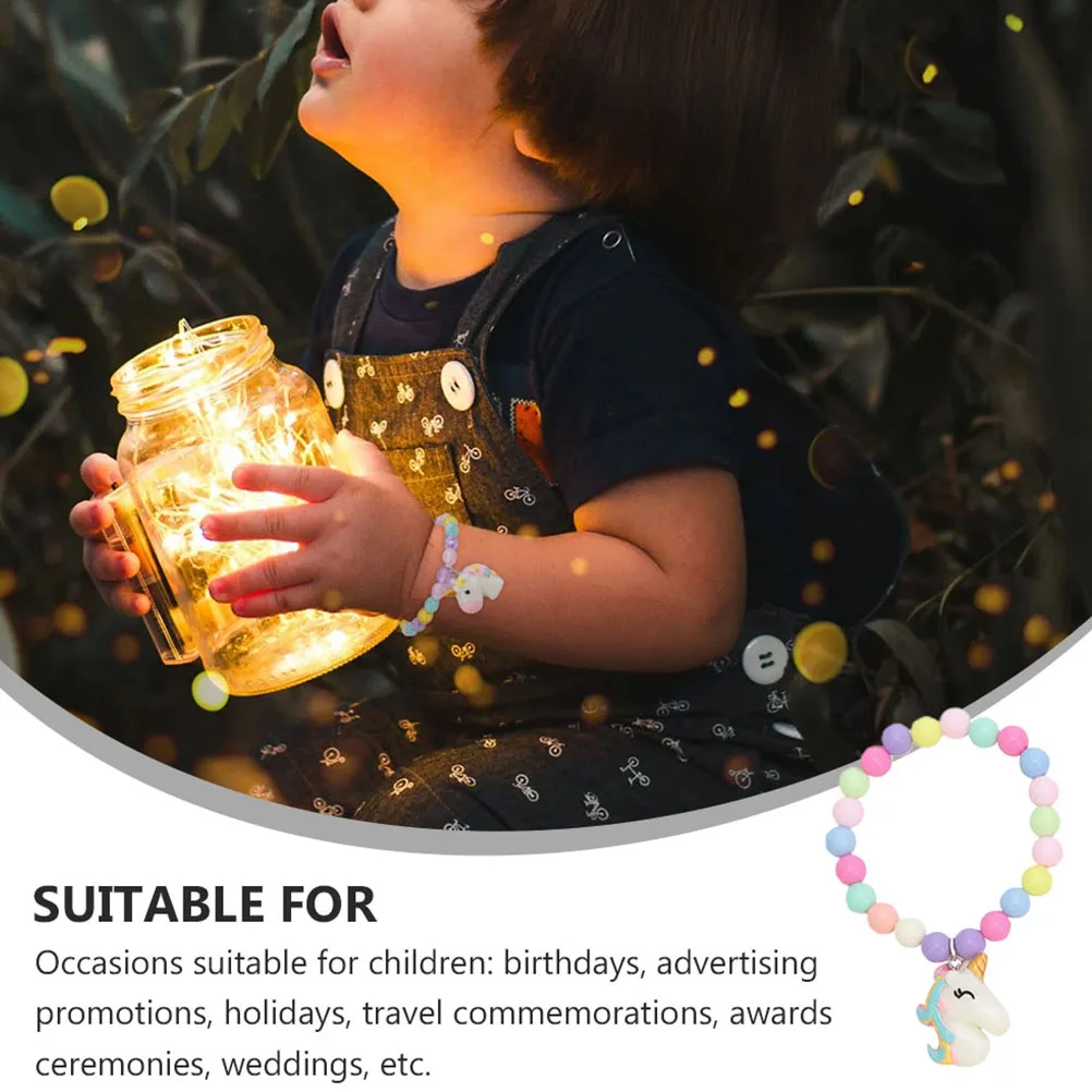 

5 Pcs Bead Bracelet Candy Colored Children's Kids Bracelets Unicorn Beads Party Acrylic Gifts