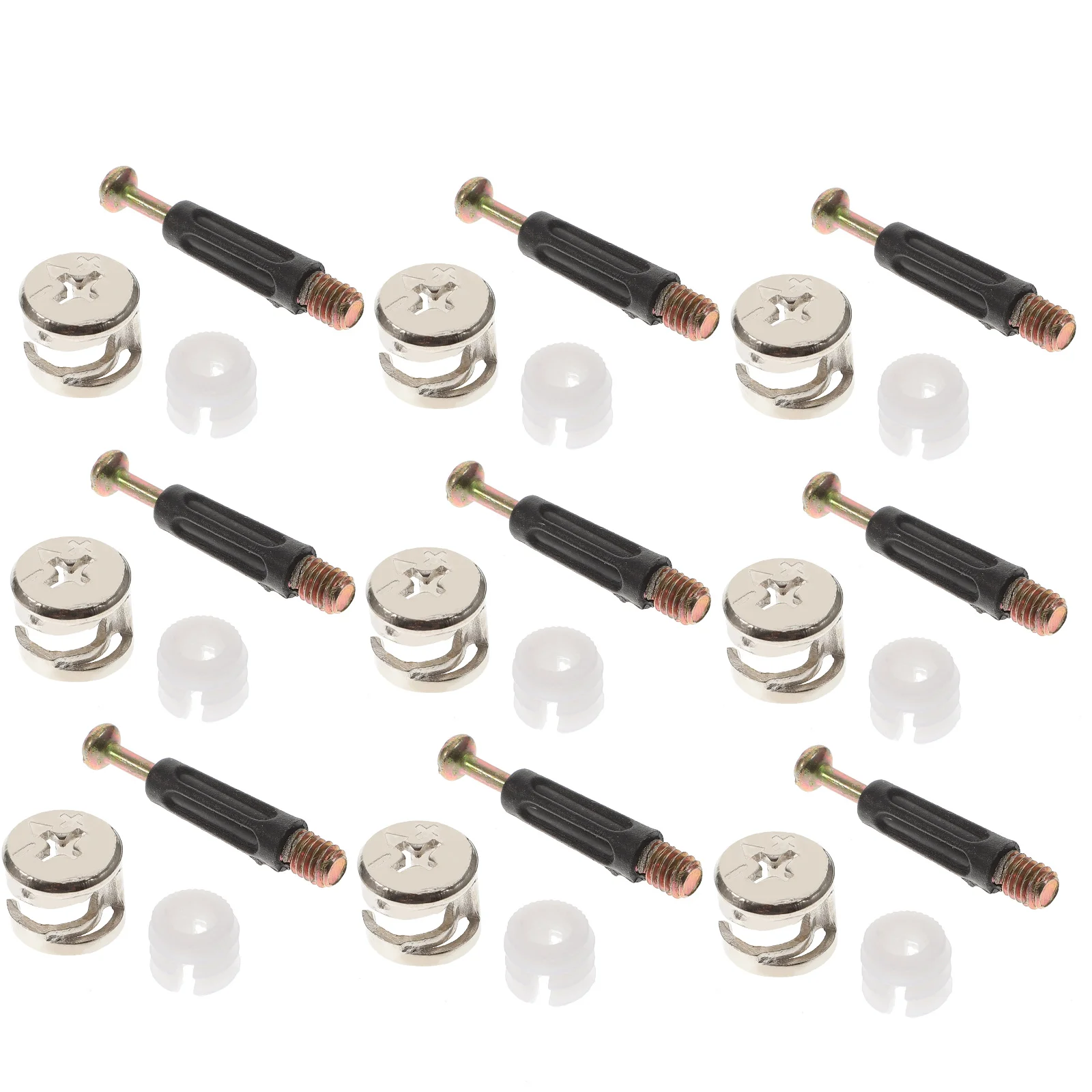 100 Sets Cam Lock Nut Dowels Furniture Connecting Fasteners Ordinary Bolt Nuts Zinc Alloy Connector Barrel Cabinet