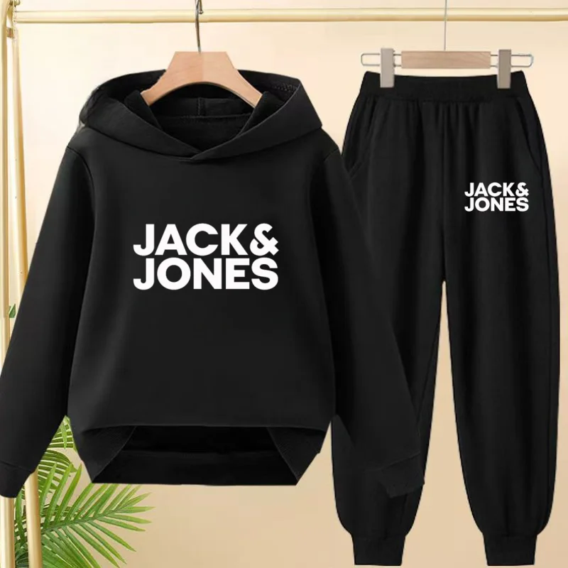 

The Winter Warm Casual Sportswear Set Hooded Long Shirt and Children's Sportswear Pants Are Suitable for Boys Girls Aged 3 to 12