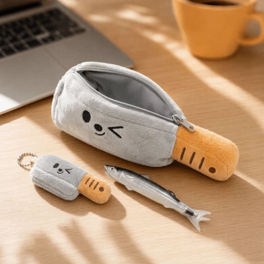 Cute Pencil Case Funny Wink Face Portable Pen Bag Pencil Pouch School Supplies