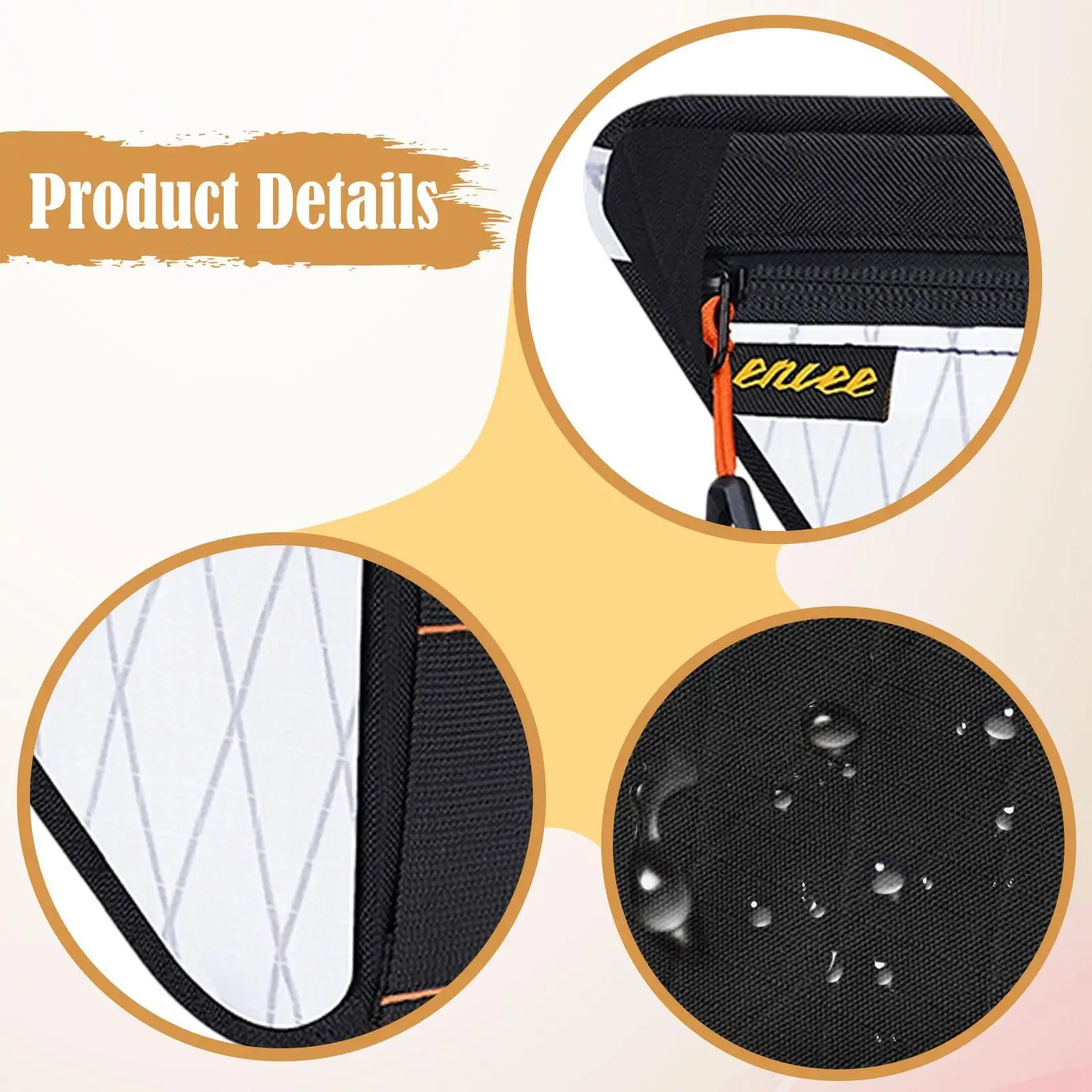 حقيبة بإطار دراجة مثلثة، حقيبة مدمجة خفيفة الوزن متعددة الوظائف مع أشرطة، #5